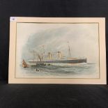 WHITE STAR LINE: Late 19th early 20th century Banks & Co. lithographic print of Oceanic at sea.