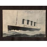 R.M.S. TITANIC: Post-disaster postcard of ill-fated Titanic. Postally used April 22nd 1912 W.T.