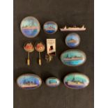 OCEAN LINER: Cunard Queen Elizabeth II pin brooches including Farewell Season 2008 (4) plus Union