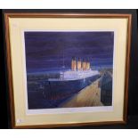 R.M.S. TITANIC: Limited edition print, signed by Simon Fisher "By Dawns early Light" 95/850. Also