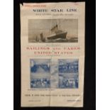 R.M.S. OLYMPIC: Colour promotional flyer of 1920 sailings and fares for U.S. 14ins. x 9½ins.