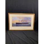 R.M.S. TITANIC: Limited edition print, signed by Simon Fisher "Cherbourg Bound" 170/850. Also signed