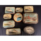 OCEAN LINER: Queen Mary and other souvenir tins (9).