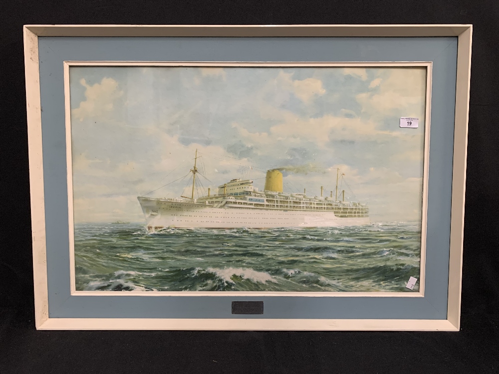 OCEAN LINER: P & O promotional agent's print for SS Iberia in original glazed frame. 29ins. x