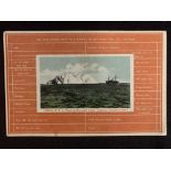 R.M.S. TITANIC: Unused coloured postcard of the CS Mackay Bennett off New Foundland printed by