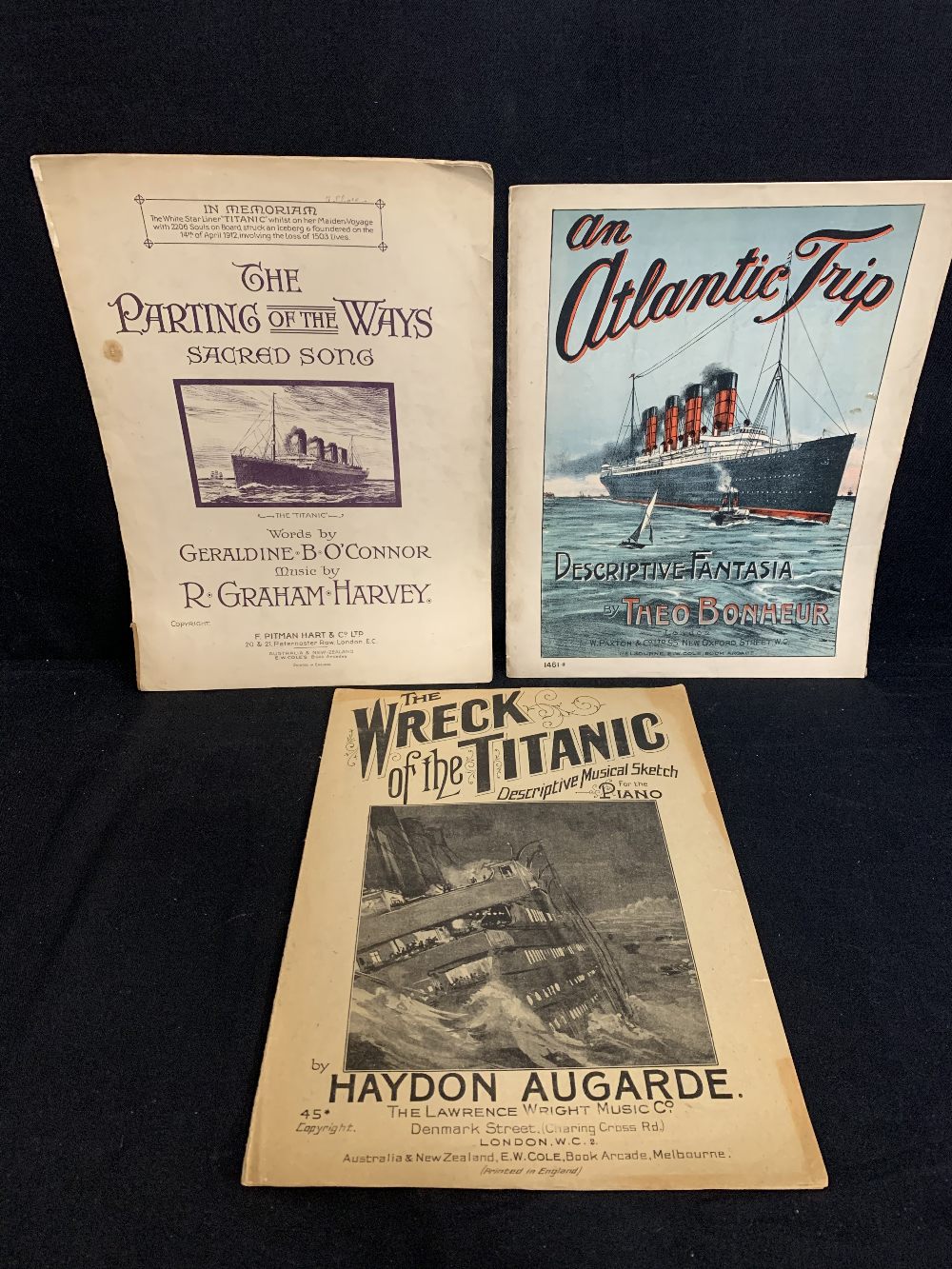 OCEAN LINER: Sheet music to include The Parting of the Ways and An Atlantic Trip relating to Titanic