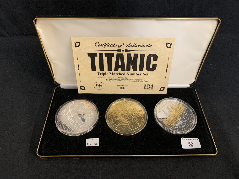 R.M.S. TITANIC: A Nobel & Perrault Limited Edition Silver Coin Set. Weight 22½oz.