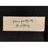 R.M.S. TITANIC: First-Class delivery voyage passenger Edward Wilding, hand signed letter section, "