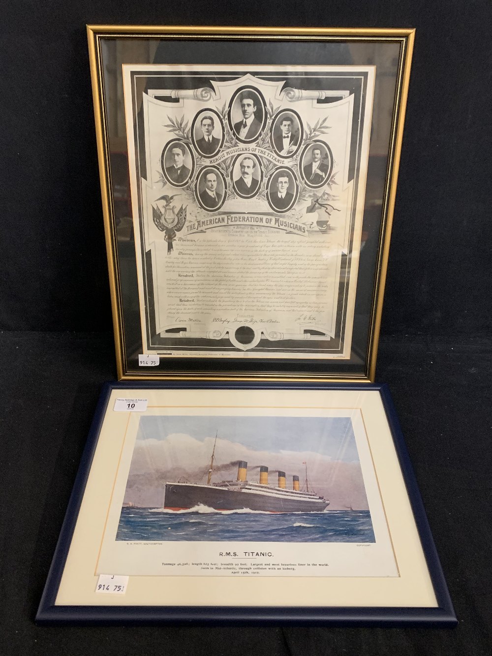 R.M.S. TITANIC: Period litho print dated 24th September 1913 detailing the American Federation of