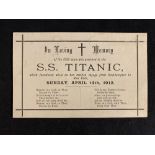 R.M.S. TITANIC: Rare privately printed postcard 'In Loving Memory of the 1635 Souls who Perished