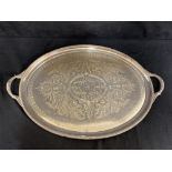 BELFAST/HARLAND AND WOLFF: Superb Elkington plate large oval serving tray engraved with the