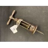 Corkscrews/Wine Collectables: Thomason type Archimedean screw two pillar body and handle, unsigned