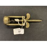 Corkscrews/Wine Collectables: 19th cent. Farrow and Jackson type brass two pillar body, worm and