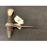 Corkscrews/Wine Collectables: Lignum turned handle with brush, long circular shaft extending to a