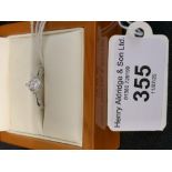 Jewellery: Platinum Diamond single stone ring 0.61ct certificate, stone J colour VS2, size M set