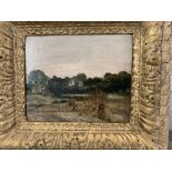 19th cent. English School: Oil on board Harvest Time. 7ins. x 6ins.