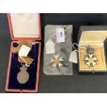 Medals: Napoleonic Bronze St. Helena with ribbon, plus Legion D Honour one with red rosette