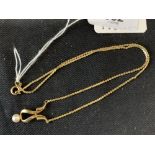 Hallmarked Jewellery: 9ct. Gold necklet, twisted rope chain terminated with a single 5.5mm