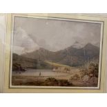 Late 18th/early 19th cent. English School: Watercolour mountain study with label on verso for