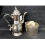 19th cent. Copper plate regency style lidded sugar bowl plus plate chocolate pot with acorn finial.