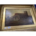 19th cent. English School: Oil on canvas, inscribed on reverse Orford Church Suffolk 1885. 17ins.