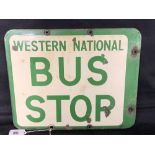Transport: Western National Bus Stop sign.