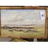 19th cent. English School: Oil on board "Westbury Hill Sheep Fair', signed lower left Rev Burt 1889.