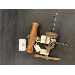 Corkscrews/Wine Collectables: 'Willets Surprise' steel tong Archimedean screw open barrel,