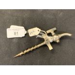 Corkscrews/Wine Collectables: Champagne tap, curved tap at it's head, the gimlet perforated