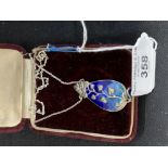 Jewellery: Art Nouveau silver and enamel Murle Bennett pendant stamped to reverse.