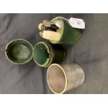 19th cent. French silver campaign picnic set - comprising cup with turned treen handle, folding