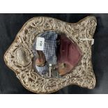 Hallmarked Silver: Edwardian embossed heart shaped toilet mirror, London marks 1903. Maker William