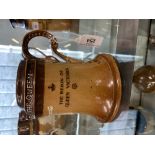 Doulton Lambeth: Waisted jug 'Fear God Honour The Queen Remember the 60th Year' bearing the Royal