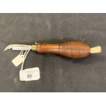 Corkscrews/Wine Collectables: Champagne bottle opener, turned treen handle with end brush, marked