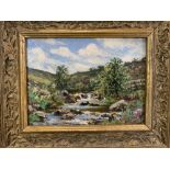 19th cent. English School: Oil on board Flowing River, signed lower right W.S. Hetherington. 7½