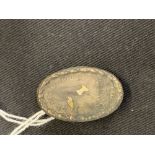 Militaria: white metal hollow back, medal badge with semi circular inscription 'SAAR ABSTIMMUNG'