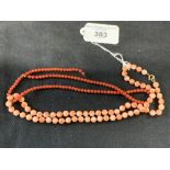 Jewellery: Two coral bead necklets, one 'Angel Skin' colour, size of beads 6mm, the other dark red