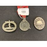 Medals: WWII German, Eastern Front IM Osten 1941/42, Kriegs Marine U-Boat, white metal vertical pin.