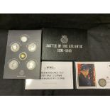 Numismatics: Coins gold and silver proof Queen Elizabeth Battle of the Atlantic set, Gibraltar