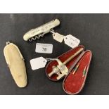 Corkscrews/Wine Collectables: Art Deco waiter's friend. Mother of pearl handle marked 'Gordon Rouge'