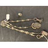 Corkscrew/Wine Collectables: French Chatelaine in bright cut steel, 4 hangers, instruments include a