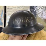 Militaria: British WWII Civilian Police Steel Helmet with 1939 dated liner, complete with chin