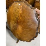 19th cent. Mahogany tilt top table with pie crust top, twisted column and four sprayed supports