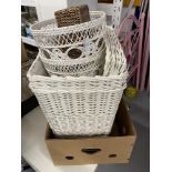 20th cent. Wickerwork basket, bedroom and dressing table items.