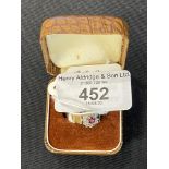 Gold Jewellery: 9ct ring set with a ruby and 6 eight cut diamonds. Sheffield. 3.1g.