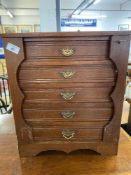 19th/20th cent. Mahogany five drawer collectors cabinet with lock and key. 17ins. x 10ins. x 18½