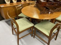 Mid 20th cent. Jentique 1970s teak dining suite. Comprising two door 3 drawer sideboard, drop leaf