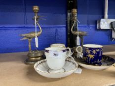 19th cent. Derby: Cup and saucer, blue border, gilt dart, blue/gilt swirl. Harvey Adams aesthetic