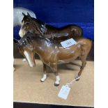 Beswick: Bois Roussel brown gloss racehorse, plus another facing right. (2)