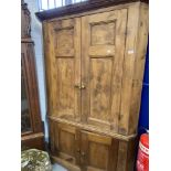 Antiques: 19th cent. Large two section pine corner cupboard. 81ins. x 51ins.